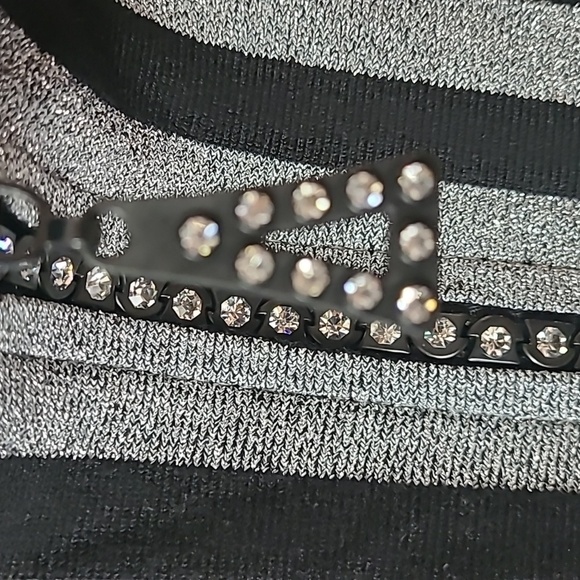 BELLDINI black sweater set with silver lurex border Size M - Picture 4 of 9